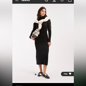Brave Soul Black Long Sleeve Ribbed Midi Dress